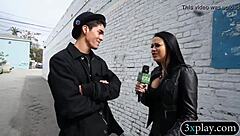 Blindfolded guy explores fucking brunette babe with dildo toy in reality cash setup