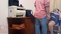 I feel the office domination as femdom lady boss makes employee lick her wet tight pussy on hidden cam.