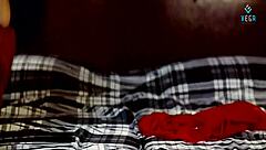 Housewife shares a steamy romantic moment with her husband's close friend in the bedroom.