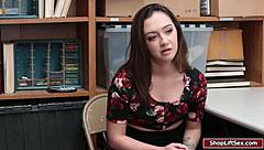 slutty shoplifter babe seduces lp officer with deep blowjob in office reality