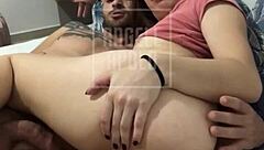 Horny girlfriend masturbates sucks and fucks until creampie