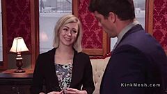 overwhelmed by intense pain and desire in this bizarre anal threesome with bound slaves