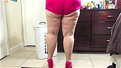 Can You Believe Cameraman Gets Horny Jerking Off And Accidentally Cums On Chubby Milf's Big Bubble Butt In Leggings?