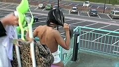 exhibitionists at station lure passenger home for rough assfucking fun