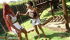 Big Tits Black Babes Ride Face, Scissor, and Squirt with Dildo in Bed!