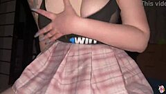 hot brunette sees my dick and wants to learn sucking so i fuck her rough pov in stockings