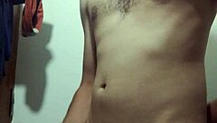 Skinny young amateur undresses for intense solo masturbation in the bathroom