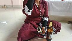 After drinking beer, brother-in-law and thirsty sister-in-law have intense fun together