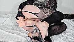 Adina125ml Anal Play With Dildo In Lingerie