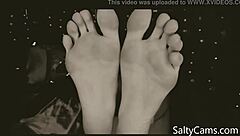 Intense foot licking and toe sucking in fetish play