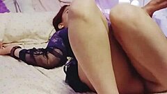 Argentinian milf with big natural tits spreads her wet pussy for first-time gaping and muff diving in amateur encounter.