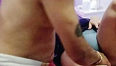 Argentinian milf with big natural tits spreads her wet pussy for first-time gaping and muff diving in amateur encounter.