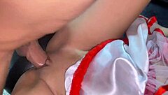 Brunette Colombian Latina in lingerie gets her pussy licked and fucked hardcore in missionary and doggystyle