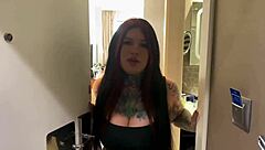 Tattooed Milf With Huge Tits Rides Young Man's Cock And Swallows Cum