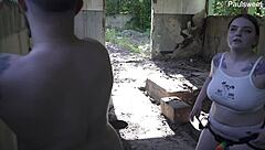 dancing leads to hot russian pegging outdoors