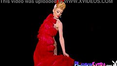 Why is this skinny big boobed blonde milf Miranda shining in slutty burlesque?