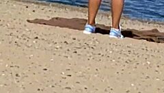 Juicy Asian Teases With Cameltoe On Beach - What A Hidden Candid Sight!