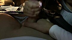 Passionate Russian couple gives blowjob in Mercedes Benz car in public woods