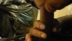 Ebony Babe Sucking and Swallowing Cum