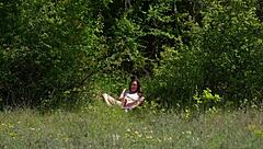 I feel so excited touching myself in front of passersby until a jogger fucks me and gives a huge facial