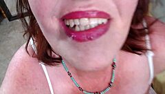 redhead lady in retro scene cums hard in panties with big ass shaking and orgasm on sofa