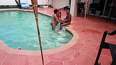 Ebony Redhead Dick Suckers In Pool Orgy With Cum Swapping