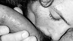 Rhonda BJ queen deepthroats cock and swallows cum from nuts