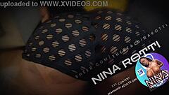 Curvy ebony BBW pornstar Nina Rotti rides a huge 11-inch dildo in solo softcore toy session showcasing her big ass and fat curves