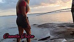 Skinny Blonde Latina Wife Takes Unknown Fisherman's Cock Deep!