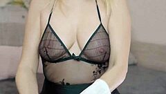 Hot blonde housewife indulges in solo anal fingering and masturbation on a whatsapp call.