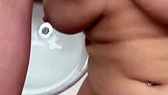 wife caught for sneaky cock blowjob in public shower