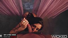 Hey, check this hot inked lingerie brunette babe riding cowgirl and getting deepthroated in missionary sideways 😈🔥