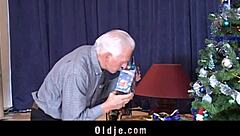 grey oldman receives a real doll to fuck