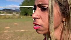 casada gets wild flashing and fucking ass in public football field exhibition