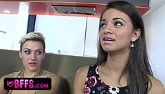 Teen Best Friends Learn Cock Sucking Techniques From Petite Blonde Sex Goddess In Classroom