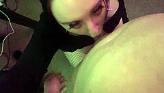 Hey, watch this goth slut deepthroat and suck older asian cock with big tits bouncing 😈🍆