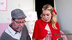 Young red riding temptress explores wild desires in a forbidden forest encounter