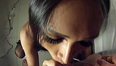 ladyboy linzy from bangkok gives pov blowjob to amateur thai shemale cock in transsexual fetish scene