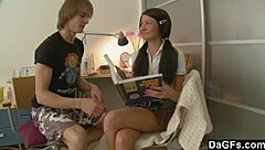 Dagfs Petite Brunette Teen Skips Homework For Bent Over Doggystyle Anal Assfucking With Blowjob