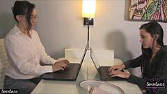 Brunette Sinn Sage And Lover Georgia Jones Scissoring Intensely