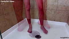 Skye blue casually takes a relaxing shower and brushes her teeth in 4k