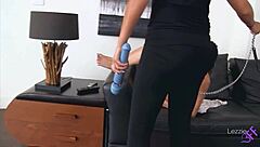 Dominating lesbian contrasts with submissive roommate in kinky spanking and insertion play