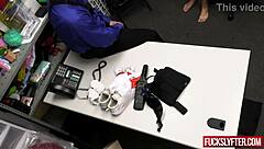 What happens when a shy mall server gets caught stealing wallets and ends up deepthroating in the back office?