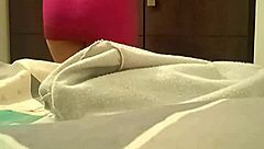 Hidden camera catches Spanish nympho stepsister with pink pussy in miniskirt upskirt moment.