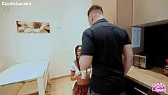 Petite teen takes massive cock in rough doggystyle but craves passionate missionary creampie finish