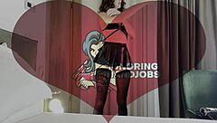 Horny Cute Teen In Leather Dress And Stockings Teases Cock Without Orgasm