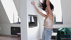 Petite Asian Teen 18+ Model Layla Balan Delivers Curly Hair Solo Softcore Intensity