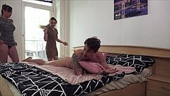 oiled teen and escort rimjob german boyfriend in intense ffm threesome with big tits face sitting!