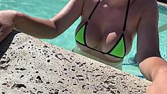 Hey, check out European mom Artemisia Love flaunting her juicy tits in a tight bikini by the pool! 🍑👙