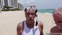 Old stepdad joins two young Latinas in hardcore threesome with handjobs facial finishes and piercing play during steamy staycation